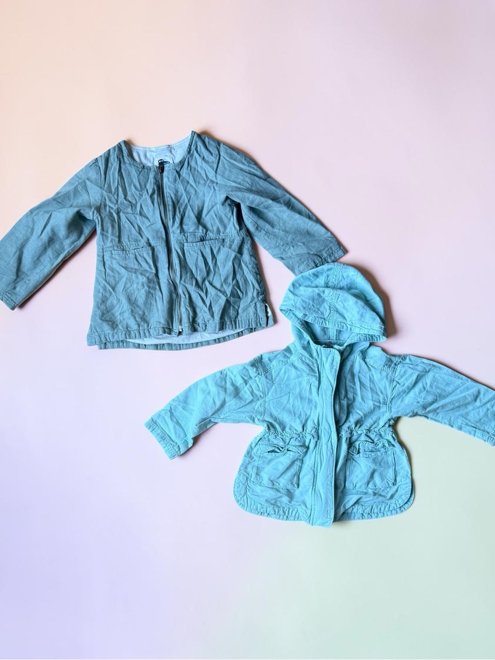 Old Navy Light Blue Kids Jacket  and olive green jacket Set - Hooded & Zip Front